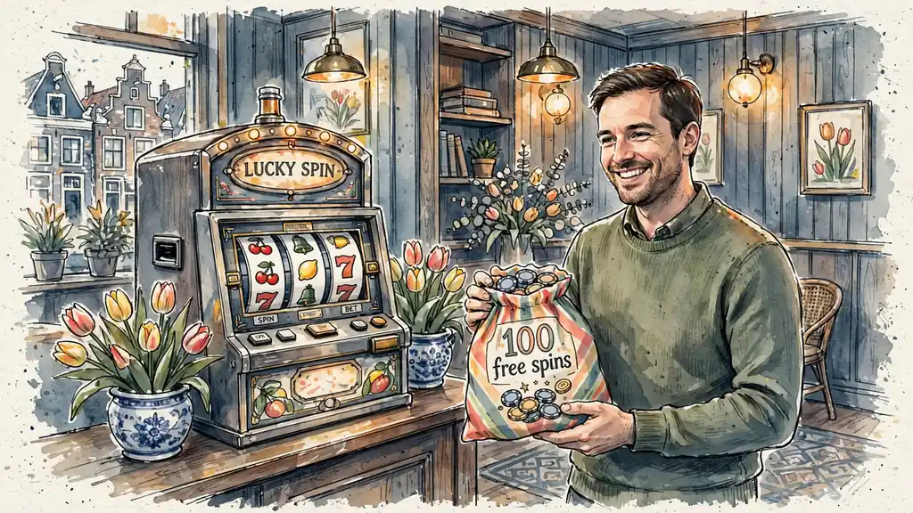 Gelukkige speler met 100 gratis spins in Nederlands casino