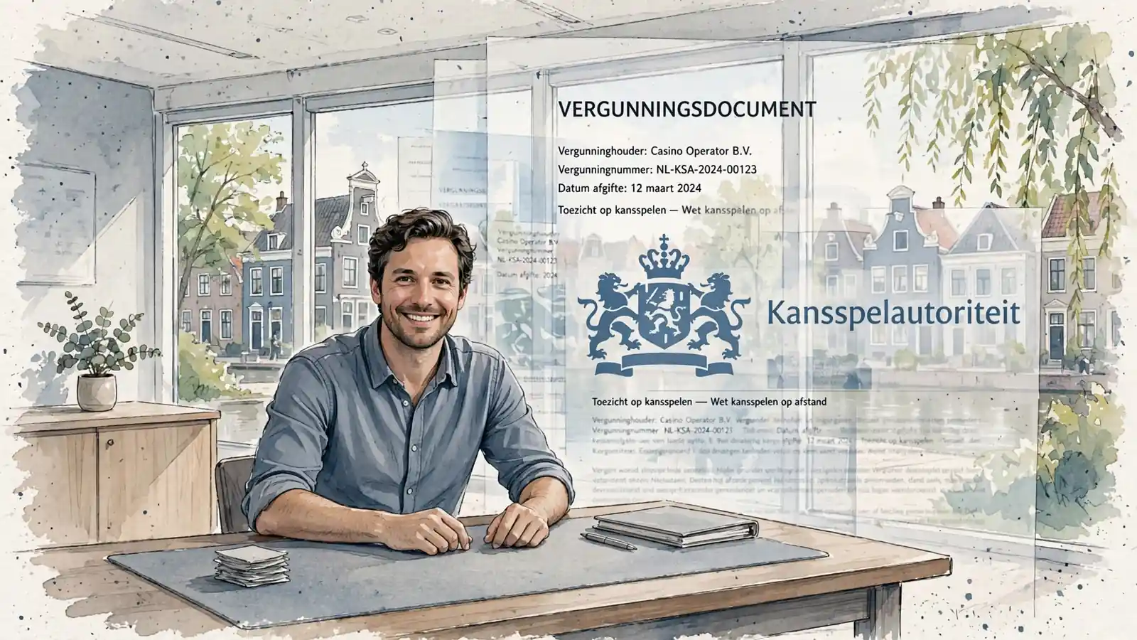 Live dealer tafel met operator documenten